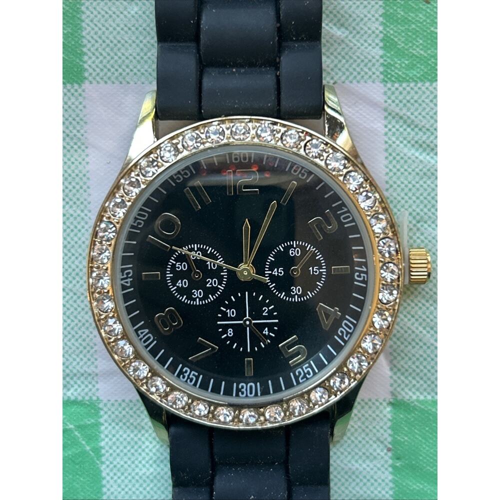 Darice Gold Tone Black Dial And Band Women’s Quartz Watch